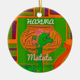 Ornamento De Cerâmica Impressão de Arte da Girafa Hakuna