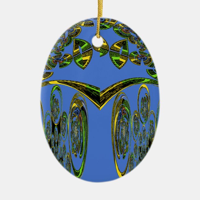 Ornamento De Cerâmica Impressão de Arte Iridescente com Design Abstrato  (Frente)