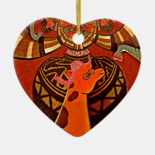 Ornamento De Cerâmica Impressão de Arte Tradicional de Girafa Africana  