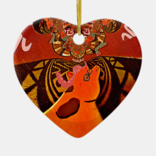 Ornamento De Cerâmica Impressão de Arte Tradicional de Girafa Africana  