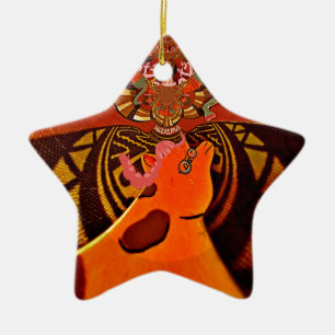 Ornamento De Cerâmica Impressão de Arte Tradicional de Girafa Africana  