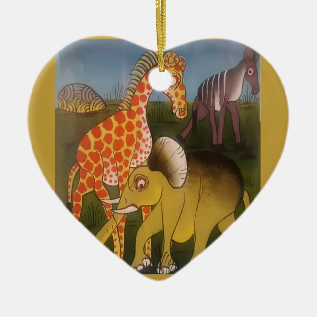 Ornamento De Cerâmica Impressão de Arte Tripartida Africana (Frente)