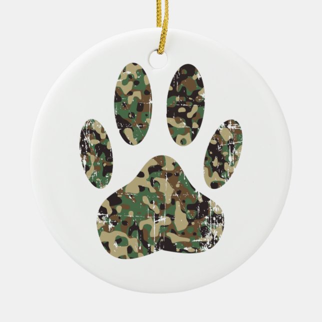 Ornamento De Cerâmica Impressão de Cachorro de Camo Distante (Frente)