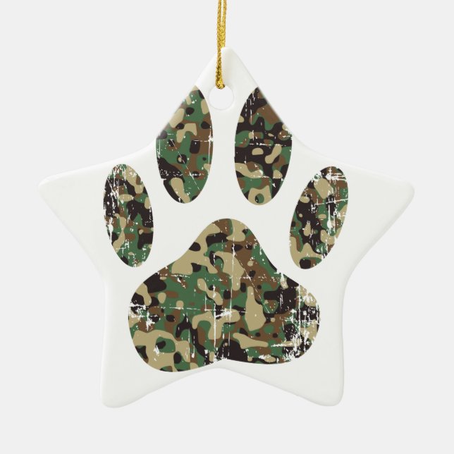 Ornamento De Cerâmica Impressão de Cachorro de Camo Distante (Frente)