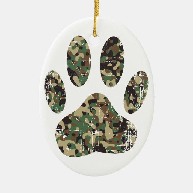 Ornamento De Cerâmica Impressão de Cachorro de Camo Distante (Frente)