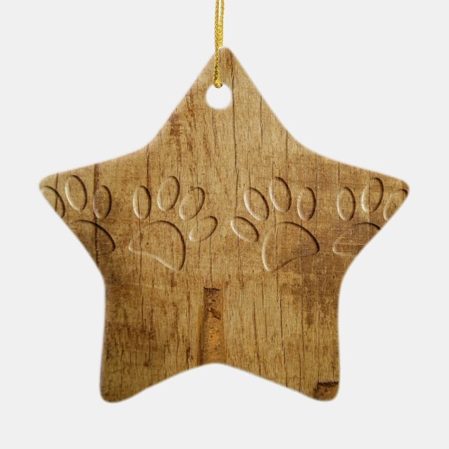 Ornamento De Cerâmica Impressão de Cães de Madeira (Frente)