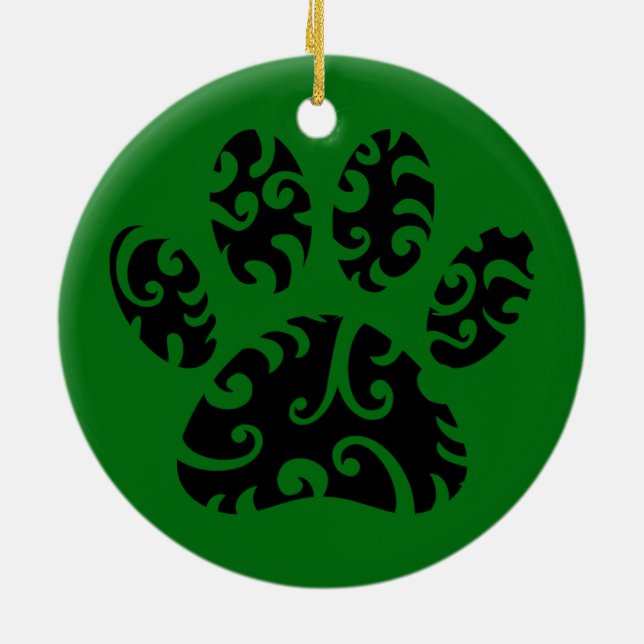 Ornamento De Cerâmica Impressão de Cães de Tatuagem Tribal (Traseira)