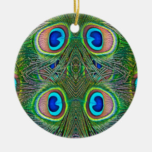 Ornamento De Cerâmica Impressão de Caleidoscópio de Penas de Pavão