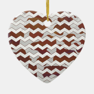 Ornamento De Cerâmica Impressão de Chevron Cow Brown e White