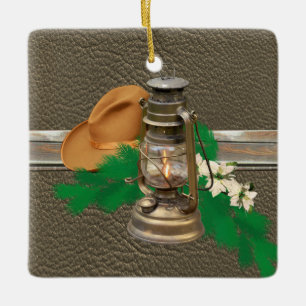 Ornamento De Cerâmica Impressão de Couro do Cowboy Ocidental Hat Lanter