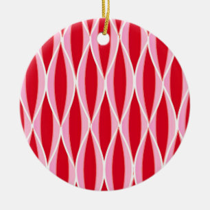 Ornamento De Cerâmica Impressão de fita do século médio - vermelho e 
