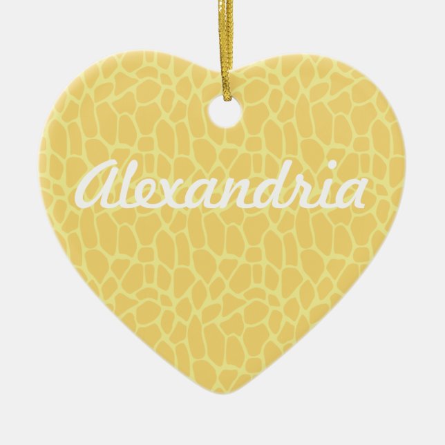 Ornamento De Cerâmica Impressão de Girafa Amarela (Frente)