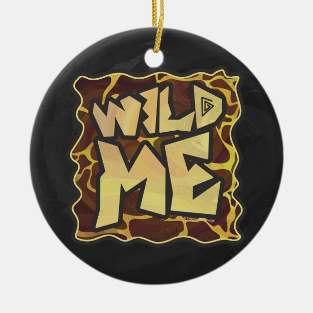 Ornamento De Cerâmica Impressão de Girafa Marrom e Amarelo (Frente)