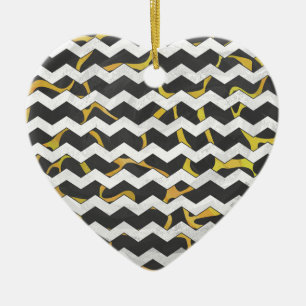 Ornamento De Cerâmica Impressão de Girafa Preto e Amarelo