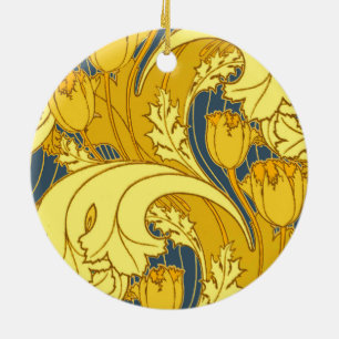 Ornamento De Cerâmica Impressão de padrão de Tulipa: Arte Nova Amarela A