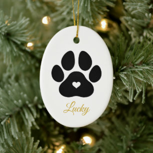 Ornamento De Cerâmica Impressão de Pata de Animal Personalizada Dourada