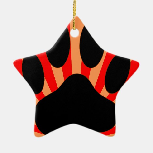 Ornamento De Cerâmica Impressão de Pata de Cachorro Radiante (Frente)