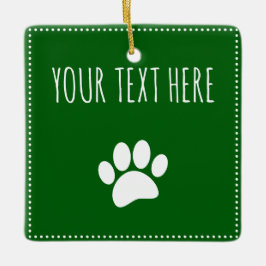 Ornamento De Cerâmica Impressão de Pata de Cachorro Texto Personalizado