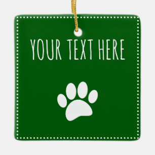 Ornamento De Cerâmica Impressão de Pata de Cachorro Texto Personalizado