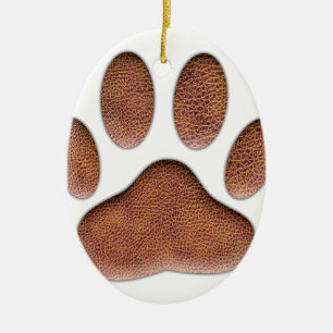 Ornamento De Cerâmica Impressão de Pata de Cão de Textura de Couro