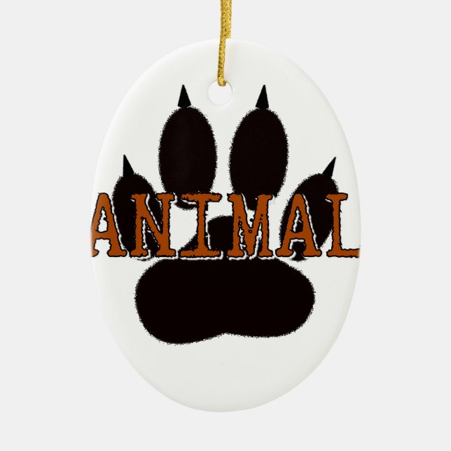 Ornamento De Cerâmica Impressão de Paw Animal Preto (Frente)