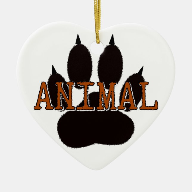 Ornamento De Cerâmica Impressão de Paw Animal Preto (Frente)