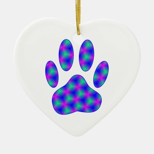 Ornamento De Cerâmica Impressão de Paw Cósmico (Frente)