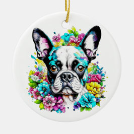 Ornamento De Cerâmica Impressão de Paw Mãe de Boston Terrier