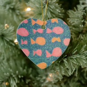 Ornamento De Cerâmica Impressão de Peixe Tropical