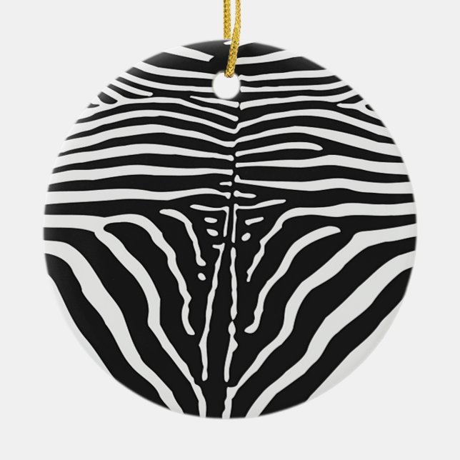 Ornamento De Cerâmica Impressão de pele Zebra Autêntica - faixa branca p (Frente)