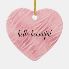 Ornamento De Cerâmica Impressão de Zebra Rosa Glam