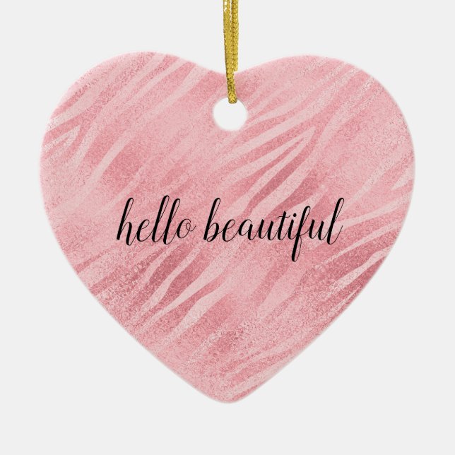 Ornamento De Cerâmica Impressão de Zebra Rosa Glam (Frente)