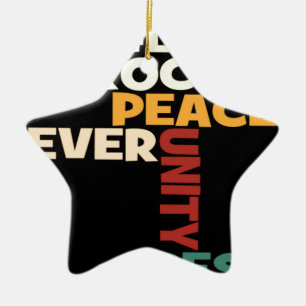 Ornamento De Cerâmica impressão do Love Rocks Peace Art de 2014