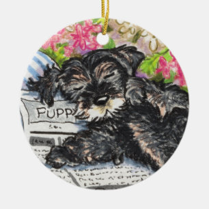 Ornamento De Cerâmica Impressão dos sonhos do Schnauzer
