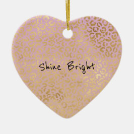 Ornamento De Cerâmica Impressão Dourada Leopard Pêssego Rosa