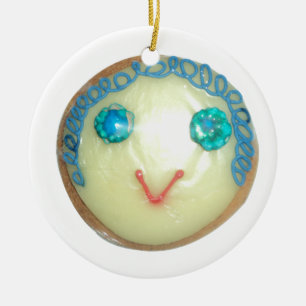 Ornamento De Cerâmica Impressão/Gráfico de Cabelo Azul Emoji Art