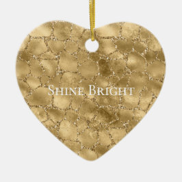 Ornamento De Cerâmica Impressão Leopardo da Girafa Glitter Dourada