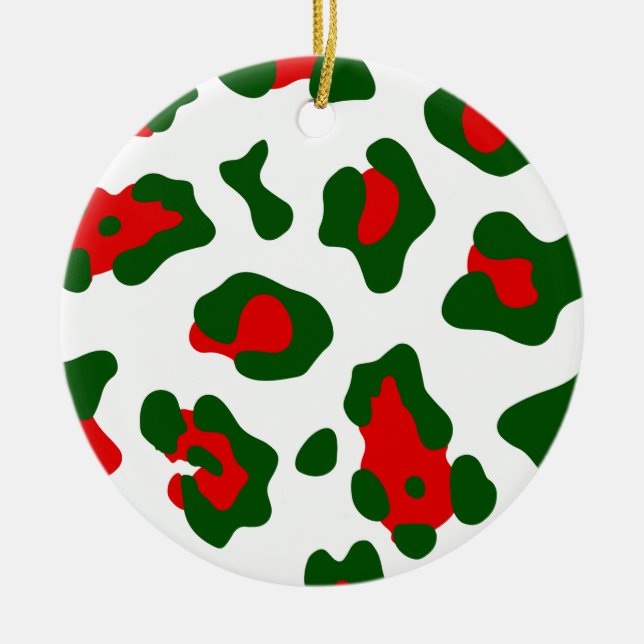 Ornamento De Cerâmica impressão-leopardo de natal (Frente)