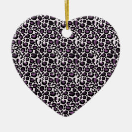 Ornamento De Cerâmica Impressão Leopardo Roxo Preto