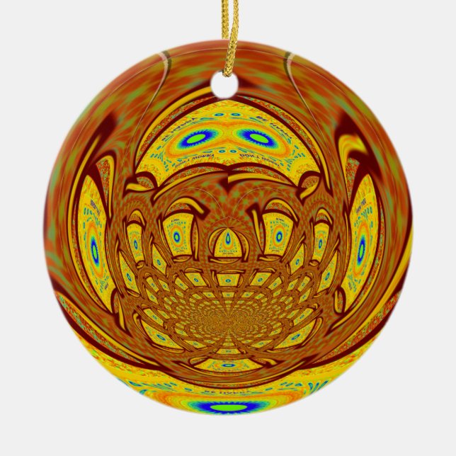 Ornamento De Cerâmica Impressão ouro Amarelo De Luvas De Beisebol (Frente)