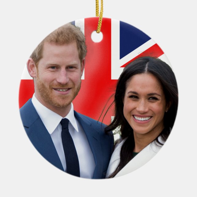Ornamento De Cerâmica Impressionante! Prince Harry e Meghan Markle (Frente)
