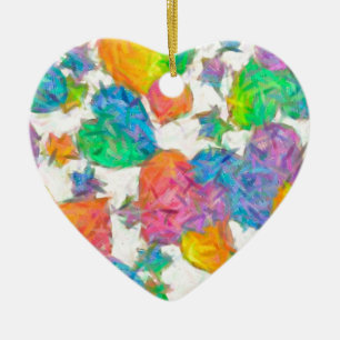 Ornamento De Cerâmica Impressionista Pastel Namorados Hearts
