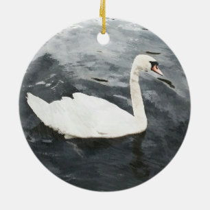 Ornamento De Cerâmica Impressionista Swan