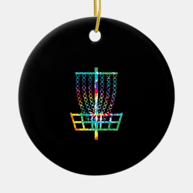 Ornamento De Cerâmica (Impresso na parte traseira) Cesto de Golfe de Dis (Frente)