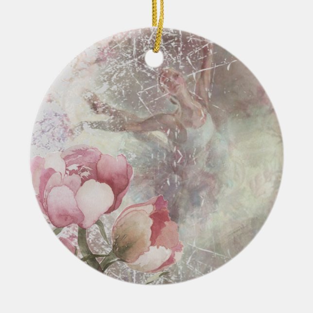 Ornamento De Cerâmica Impressões do balé (Frente)