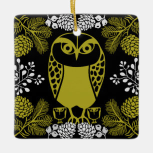 Ornamento De Cerâmica Impressões Folk Art Owl