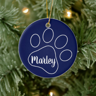Ornamento De Cerâmica Impressões Personalizadas de Pet Paw