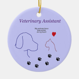 Ornamento De Cerâmica Impressões veterinários da Assistente-Pata em me