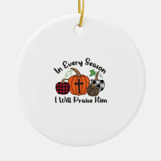 Ornamento De Cerâmica In Every Season I Will Praise Him Leopard Plaid