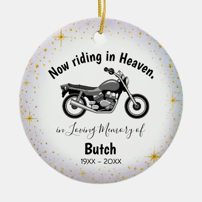 Ornamento De Cerâmica In Loving Memory | Personalized Motocycle Ornament (Frente)